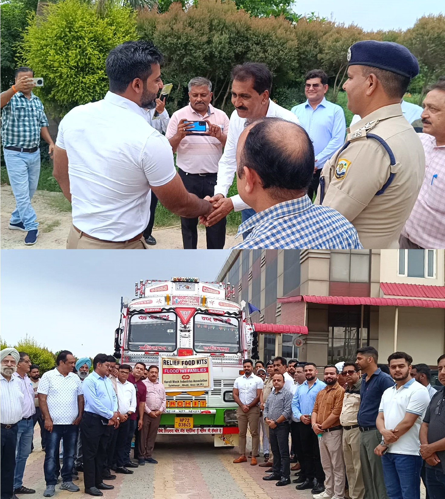 Relief material dispatched from Una for flood-affected people of Mandi.